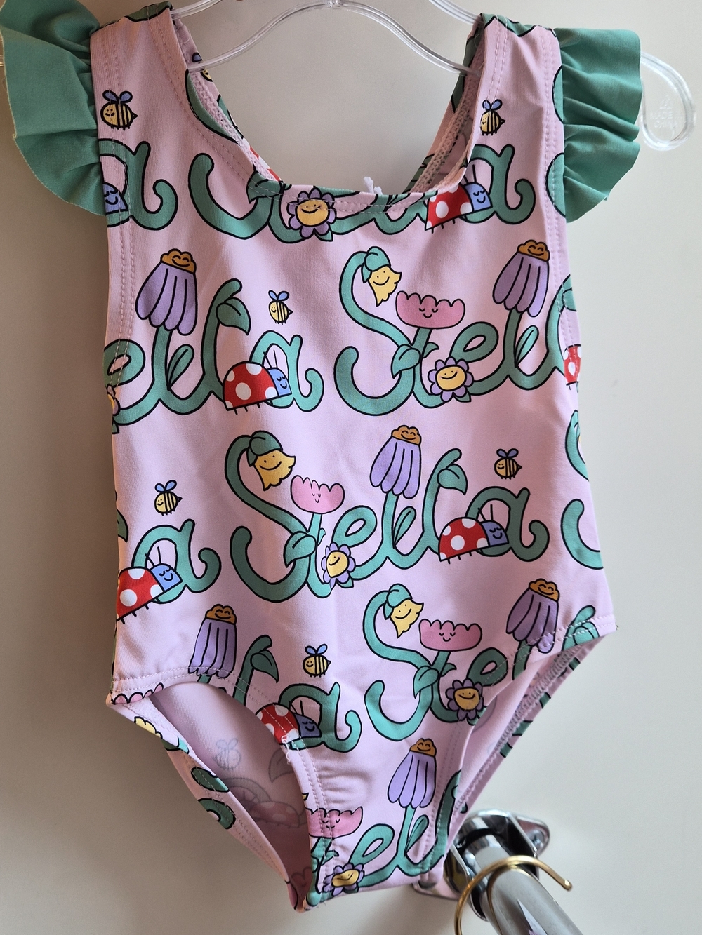 Stella McCartney Pink Floral & Mint Ruffle One-Piece Swimsuit